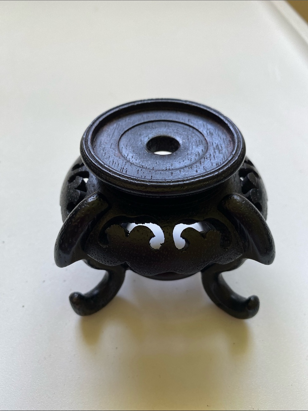 2" Vintage Chinese Carved Wood Round Display Stand - #49